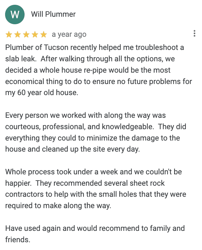 Google Review from Will Plummer
