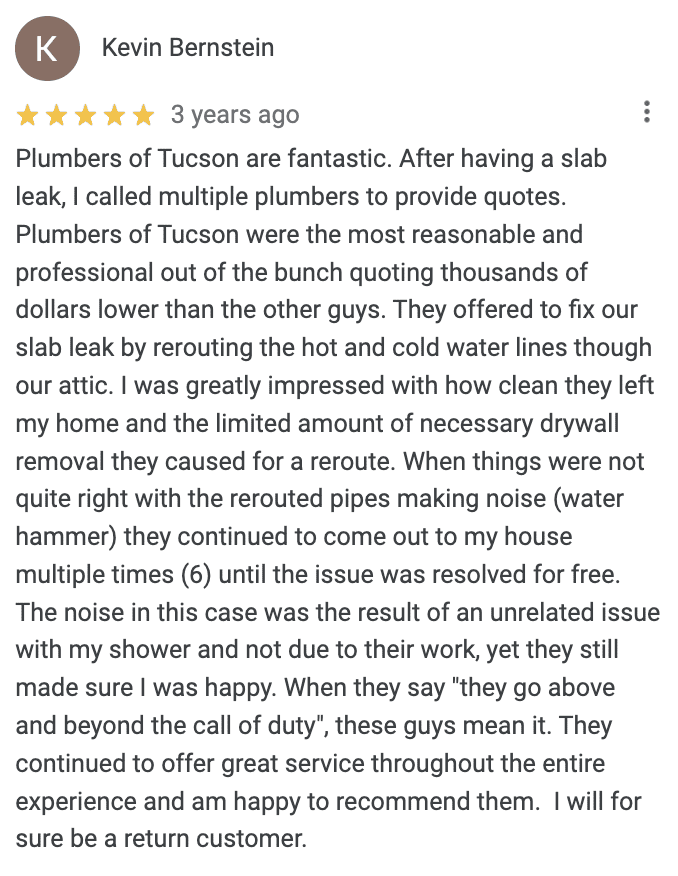 Google Review from Kevin Bernstein