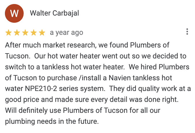Google Review from Walter Carbajal