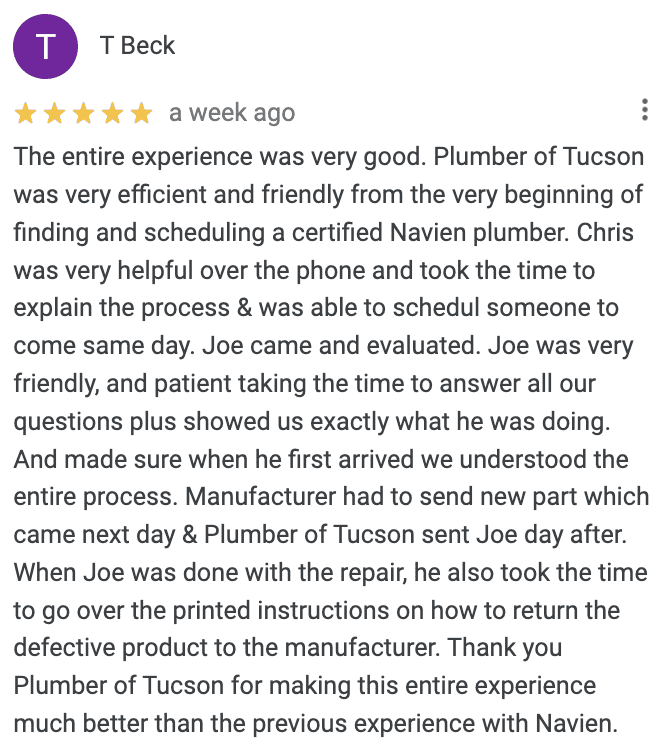 Google Review from T Beck