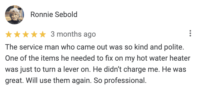 Google Review from Ronnie Sebold
