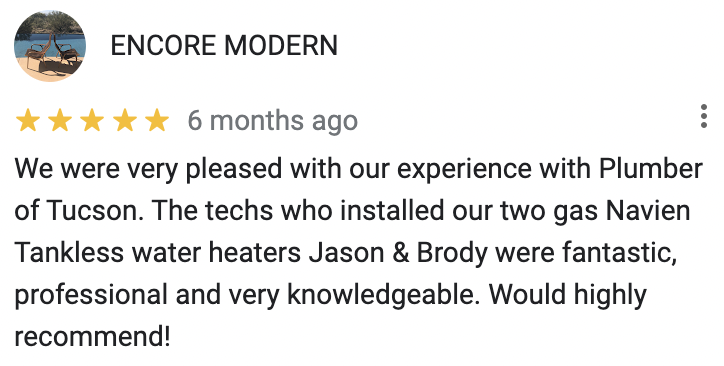Google Review from ENCORE MODERN