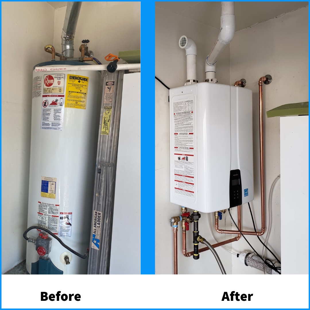 Navien Tankless Water heater Before and After 2