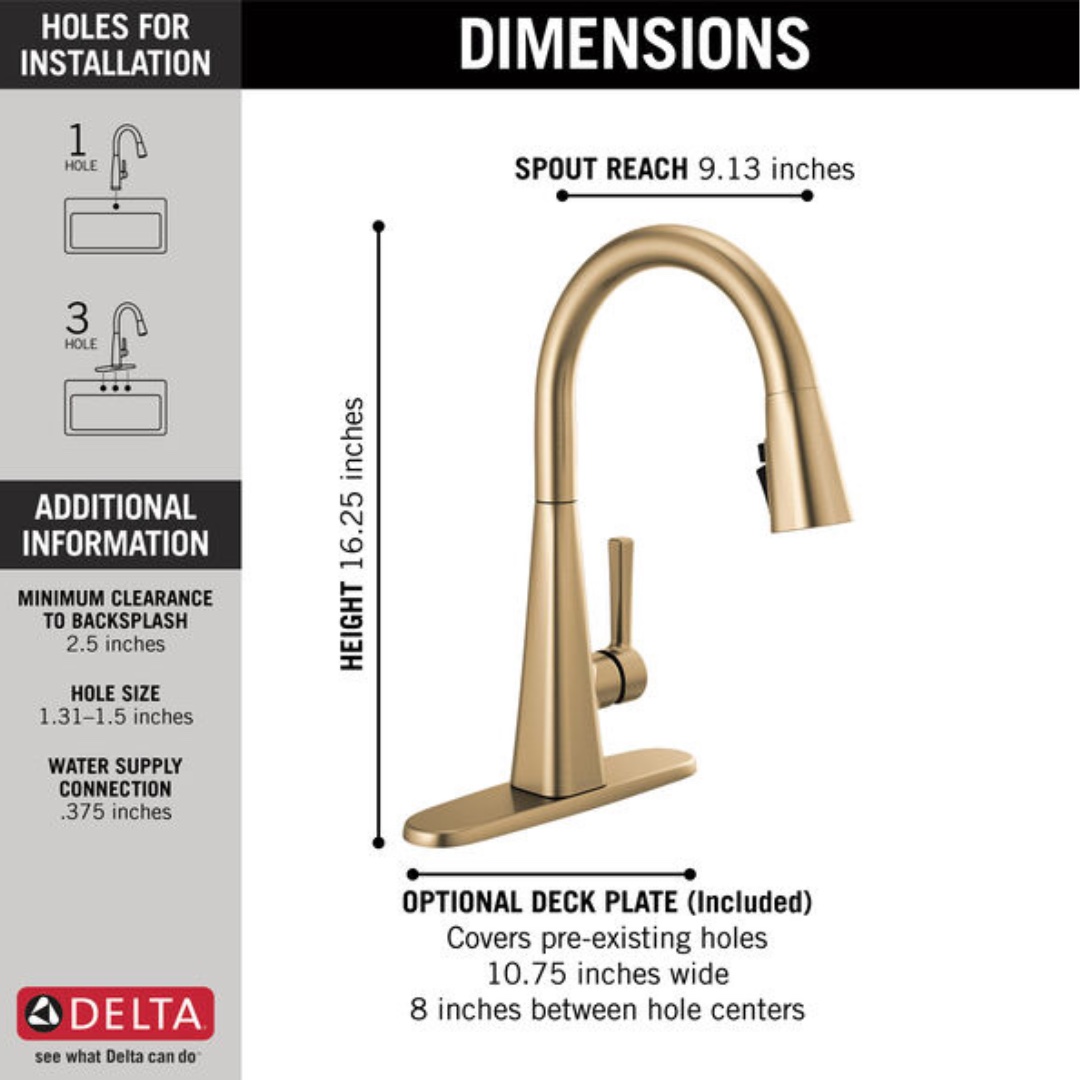 Delta Kitchen Faucet Dimensions