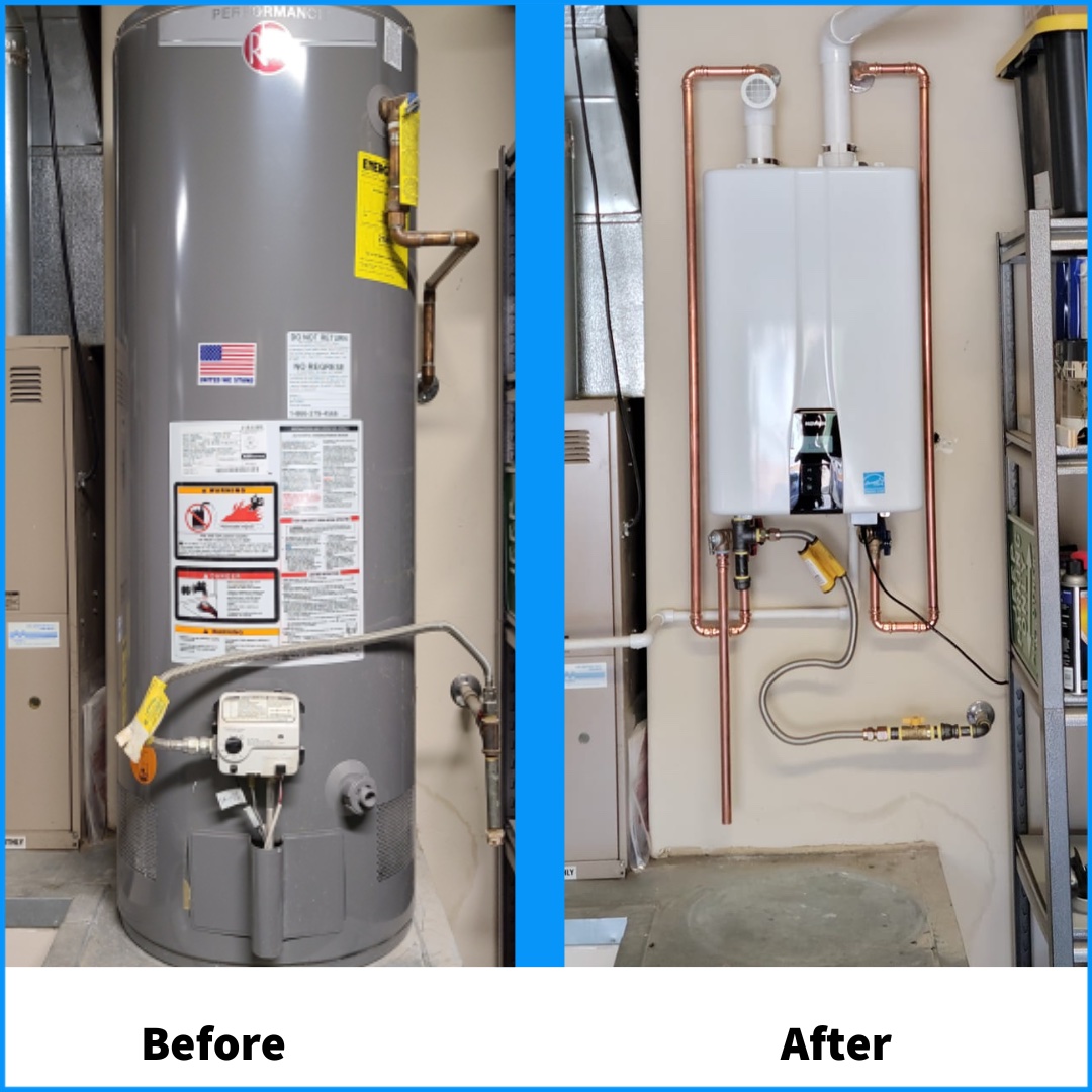 Navien Tankless Water heater Before and After
